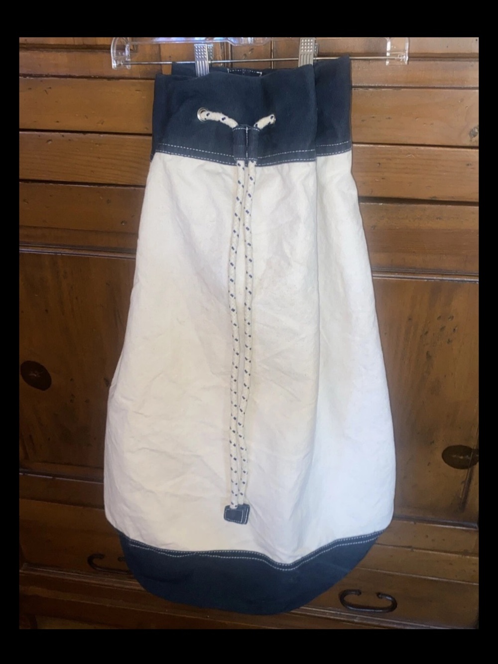 Vintage G.H. Bass Nautical Navy Canvas Drawstring Duffle/Sling Camp Bag